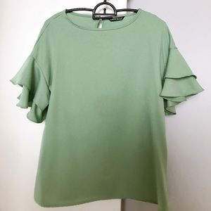 Drop Shoulder Flounce Sleeve Top XS